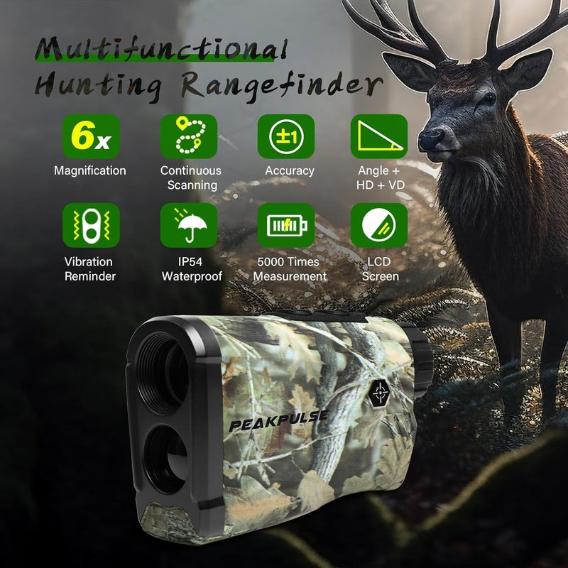PEAKPULSE Hunting Range Finder 1400Yds Distance 6X Zoom 3 Modes Angle Horizontal Vertical Measurement - Image 2